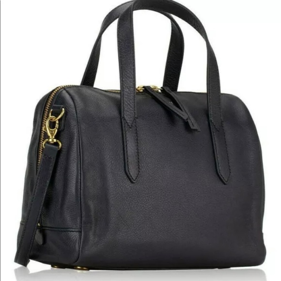 Fossil Sydney Satchel Midnight Navy Blue Leather X-body - Picture 2 of 7